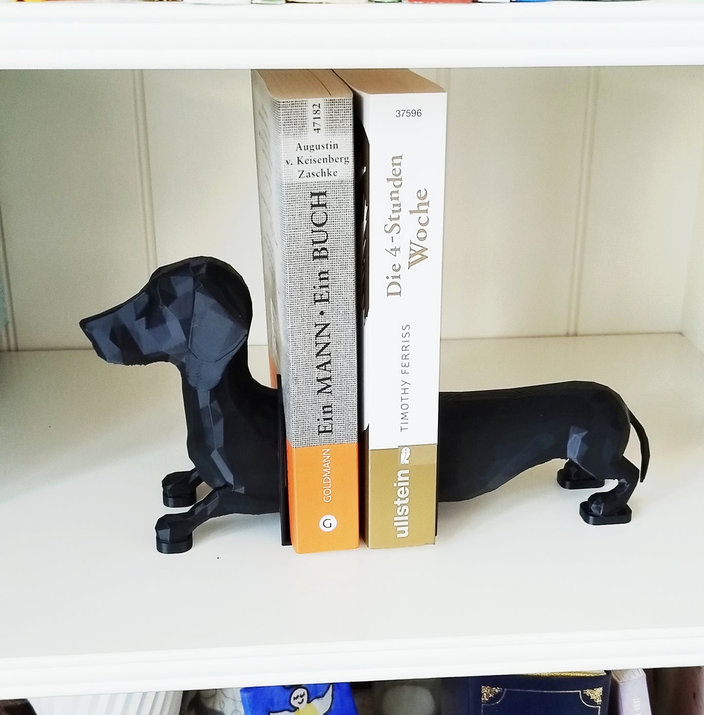 Dackel Buchstütze – Handgefertigte Hunde-Deko für Bücherregal & Schreibtisch | Perfektes Geschenk für Dackel-Liebhaber
