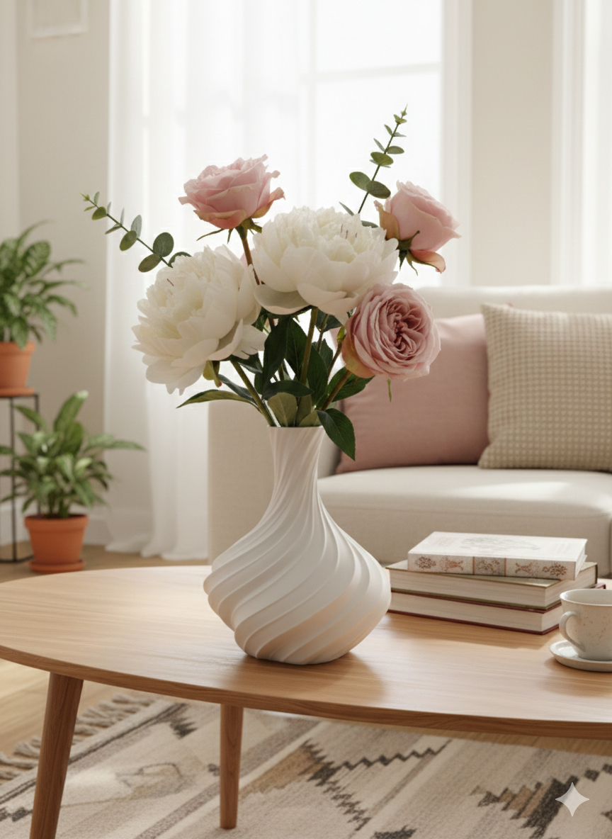 3D gedruckte Vase modern | Design Vase minimalistisch | Deko Vase für Wohnzimmer & Tisch | Geschenkidee Wohndeko