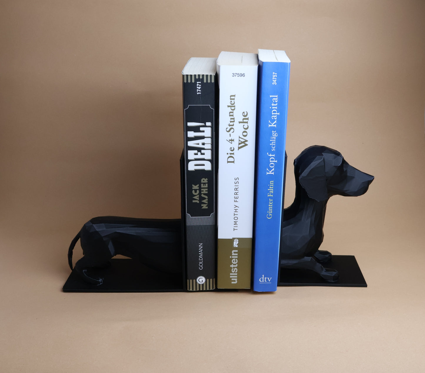 Dackel Buchstütze – Handgefertigte Hunde-Deko für Bücherregal & Schreibtisch | Perfektes Geschenk für Dackel-Liebhaber