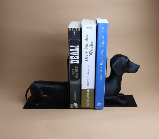 Dackel Buchstütze – Handgefertigte Hunde-Deko für Bücherregal & Schreibtisch | Perfektes Geschenk für Dackel-Liebhaber
