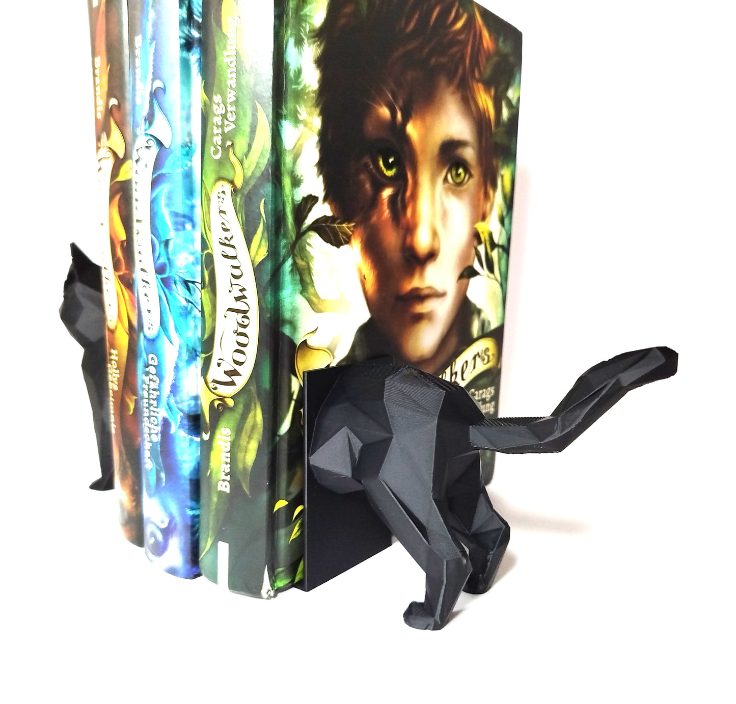 Katzen Buchstütze 3D Druck – Bücherregal Deko, stabile Buchhalter mit Katzenfigur, Geschenkidee für Katzenliebhaber & Lesefans